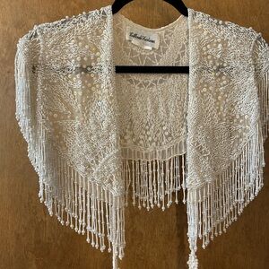 Holiday Green Shawl Women's One Size Beaded
Cape Wrap